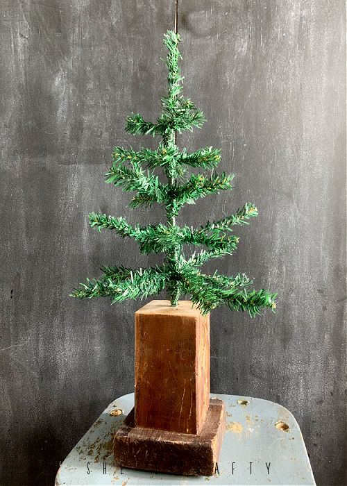Rustic Christmas Tree - charlie brown christmas tree in wooden block
