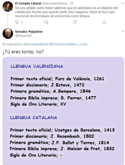 Valensiá, dialecte, catalá, Senador Palpatine