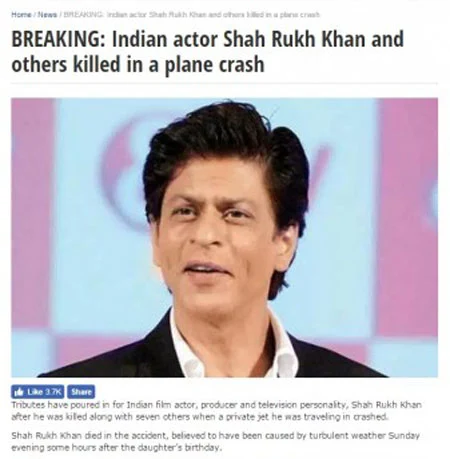 World, News, Sharukh Khan, Entertainment, Death, Social Network, Air Plane, France, Report, Mumbai, Bollywood, Shahrukh Khan dies in a plane crash: Superstar’s death hoax goes viral 