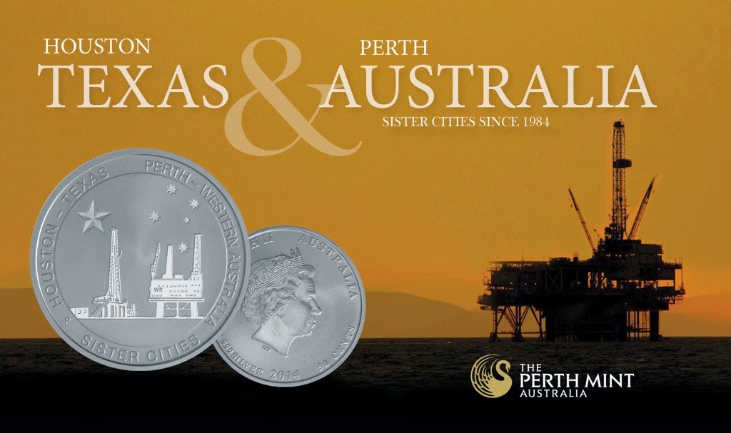 Pure Gold and Silver Houston Perth Sister Cities Silver 1/2oz