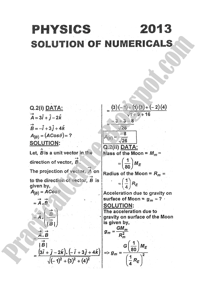 Physics-Numericals-Solve-2013-five-year-paper-class-XI