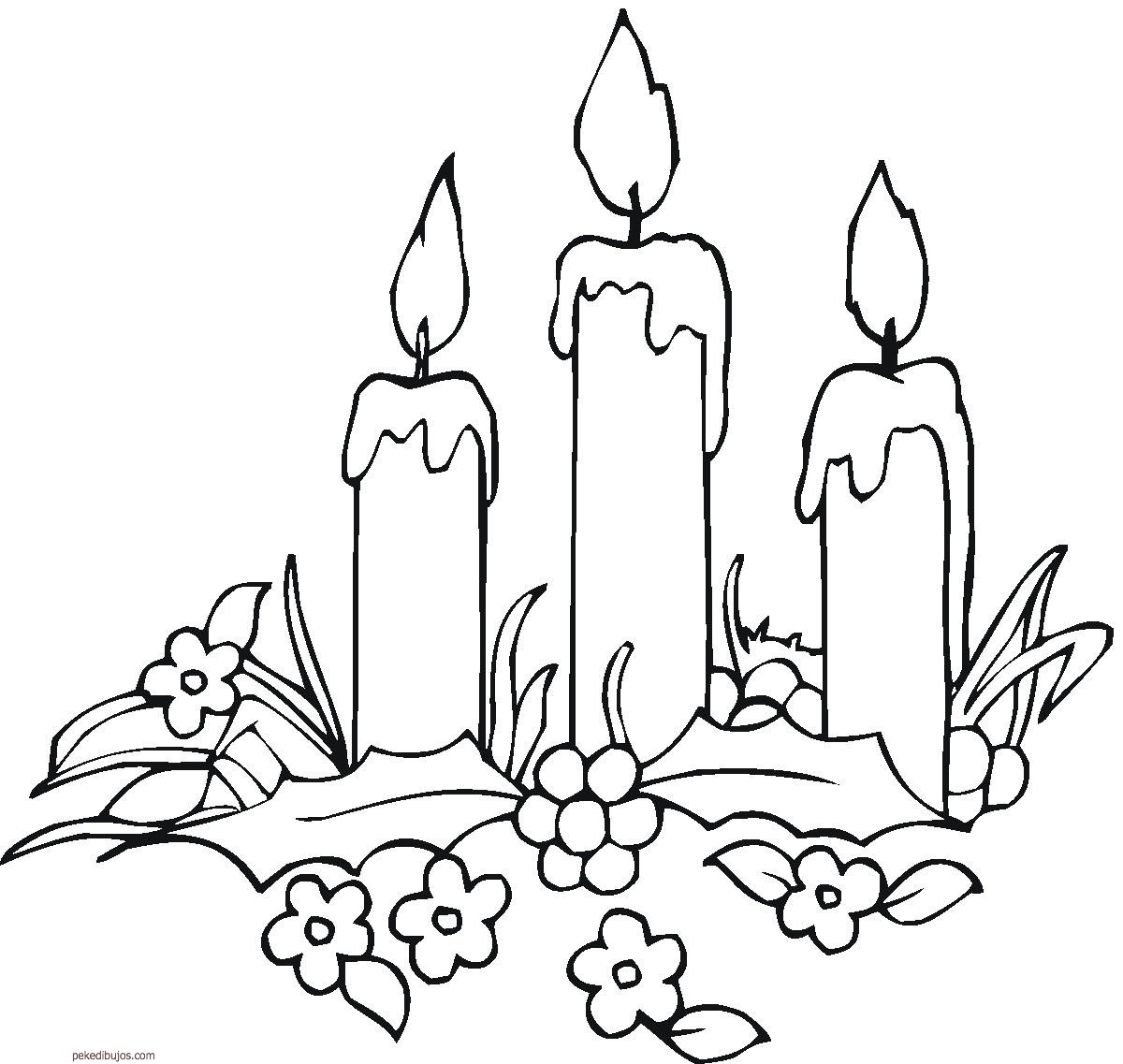 Dibujos para colorear de Velas de navidad - TODO NAVIDAD
