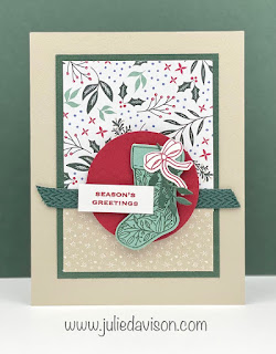 Christmas in July: Stampin' Up! Tidings & Trimmings Card Class Sneak Peek  ~ www.juliedavison.com July 2021 Stamp of the Month Card Class #stampinup