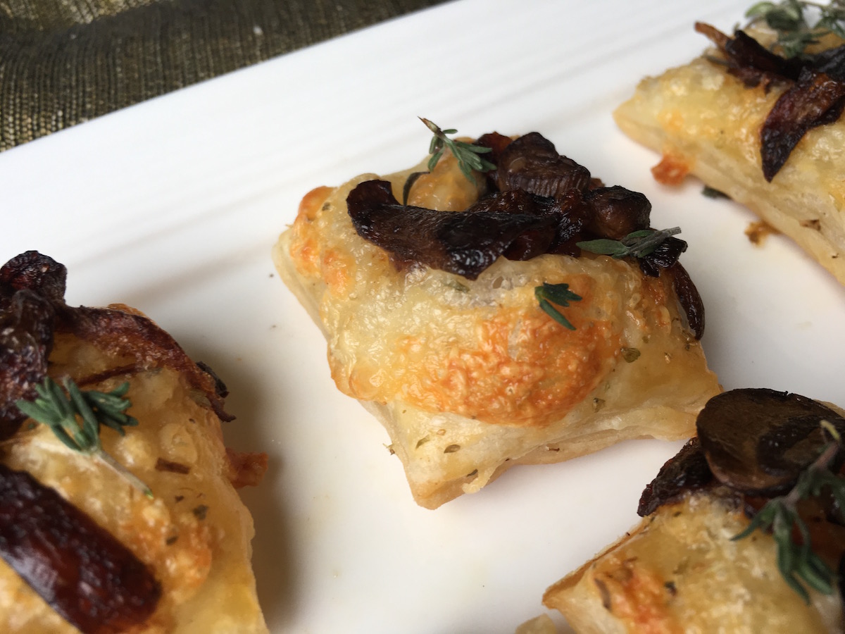 Savoury Puff Pastry Bites with Caramelized Onions and Mushrooms Recipe