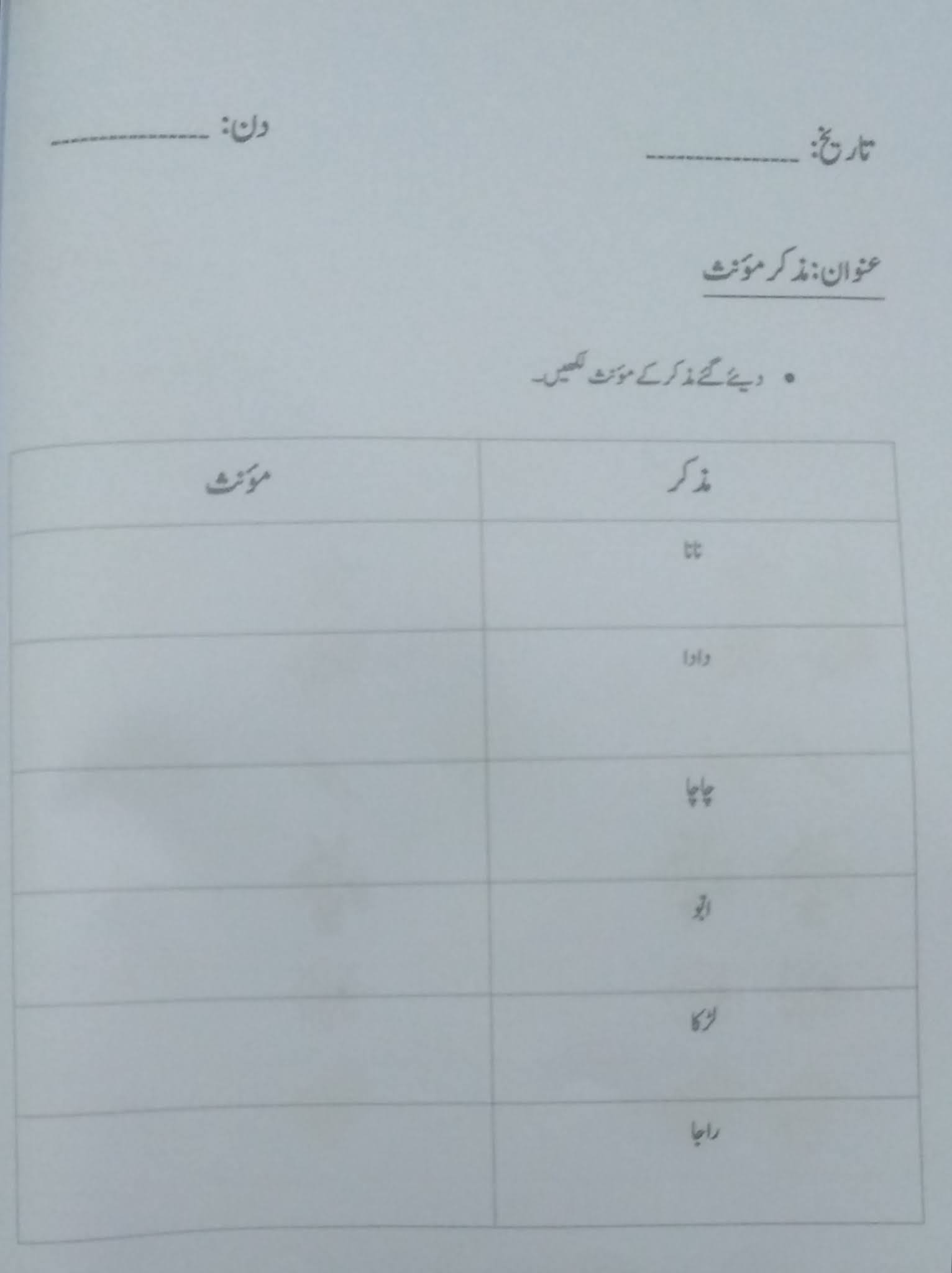 Printable Urdu Worksheets KG, Prep, Class 1- l - fusionstories