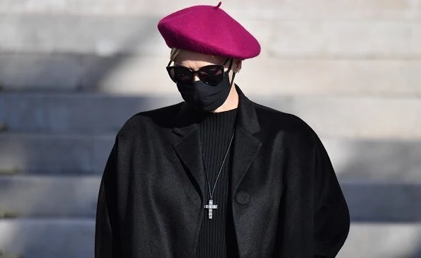 Princess Gabriella wore a pink coat and skirt from Dior. Princess Charlene wore a coat from Akris