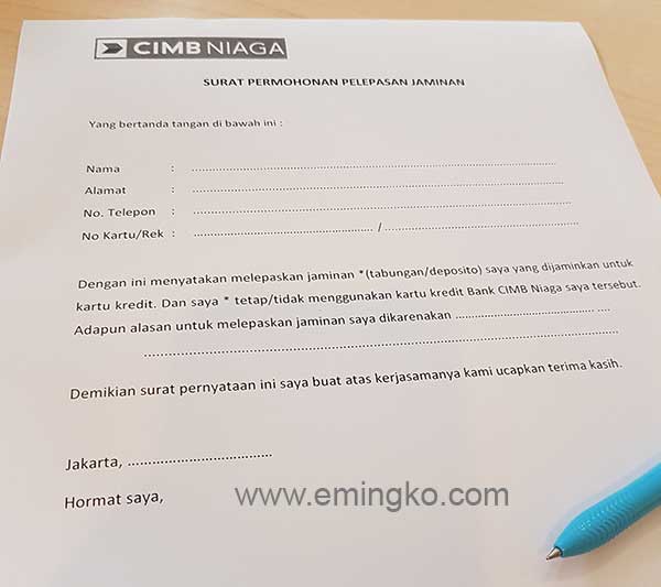 Pencairan Deposito Jaminan Kartu Kredit Cimb Niaga Emingko Blog