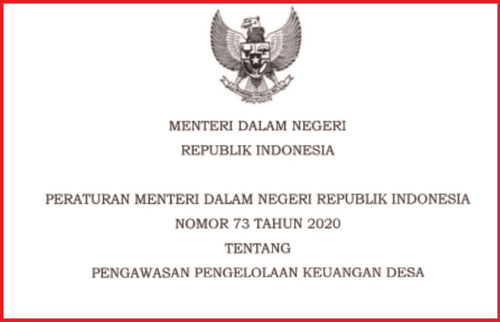 Permendagri Nomor 73 Tahun 2020 Tentang Pengawasan Pengelolaan Keuangan Desa Info Desa