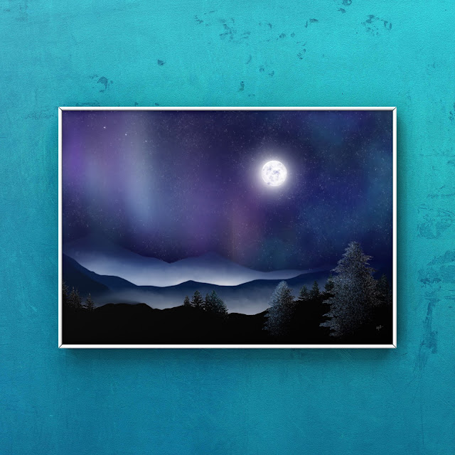 Mountain mist aurora art by Mark Taylor