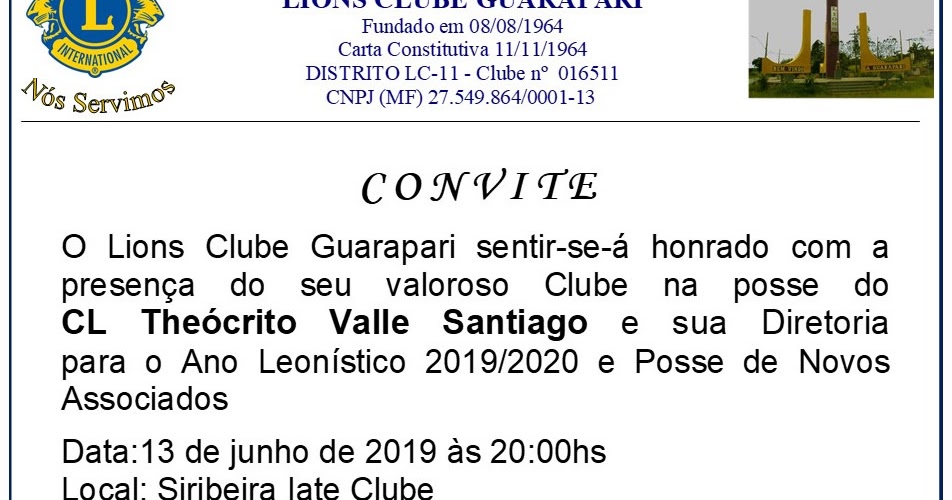 BLOG DO DISTRITO LC-4: Convite Posse de novos associados no Lions Clube de Belo  Horizonte Carmo-Sion - Dia 18 de março de 2016