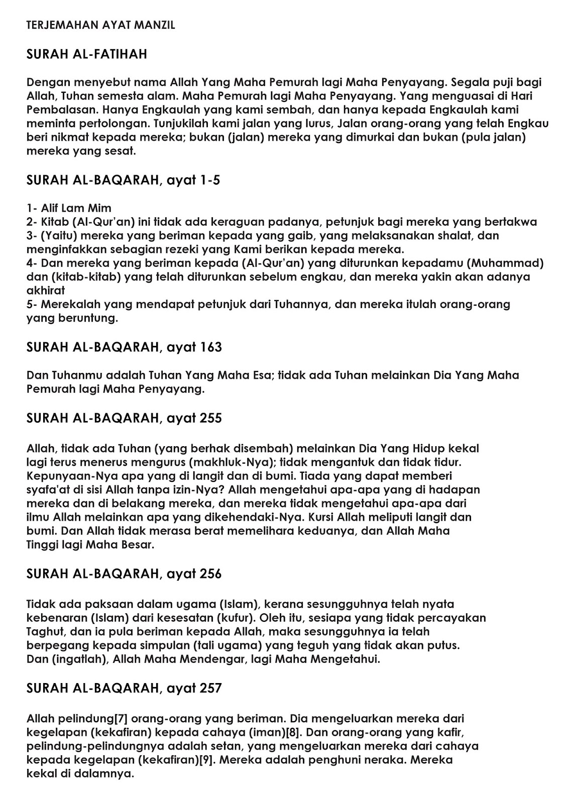 Ayat Manzil Dan Terjemahan Dora Signature
