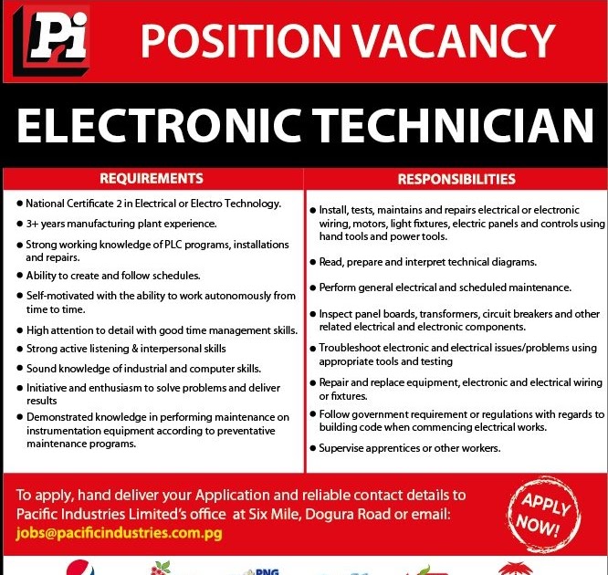 ICT Job Electronic Technician Tech Pacific