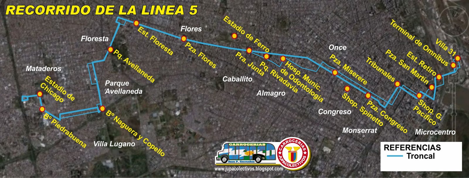 Recorridos de colectivos Linea 5 de Capital Federal Recorridos de colectivos Linea 5 de Capital Federal