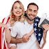 Happy Couple with USA Flag Passport Transparent Image