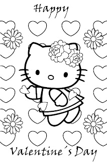 Hello Kitty Valentines Day Card Coloring Page