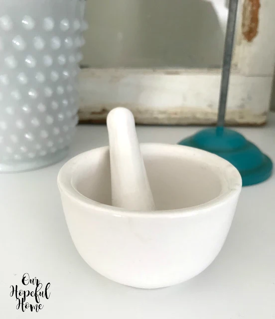 white ironstone vintage mortar pestle cooking accessory