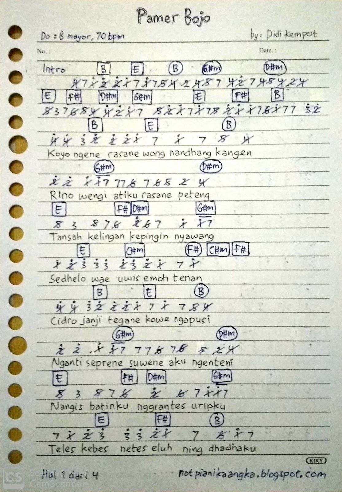 Review Terbaru Not Pianika Didi Kempot