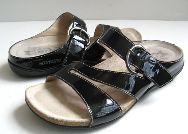 MEPHISTO BLACK LEATHER SANDALS WOMENS SIZE 5 SIZE 35 SANDALS