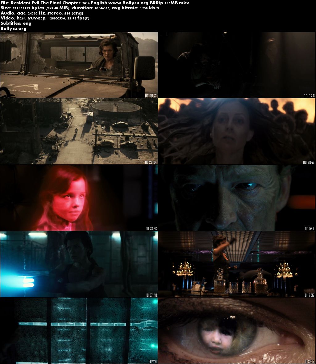 Resident Evil The Final Chapter 2016 BluRay 480p English 300MB ESubs Download