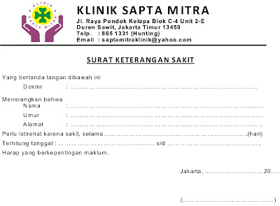 Contoh Surat Keterangan Sakit Surat Keterangan Dokter