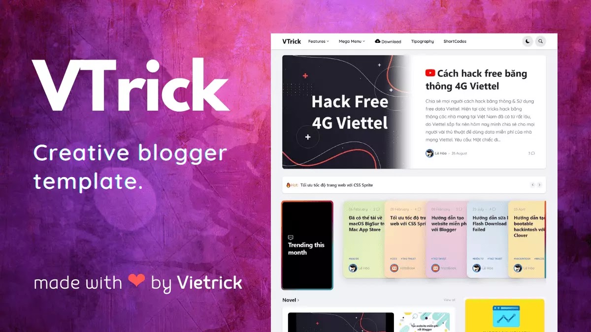 VTrick Creative Blogger Template Free Download