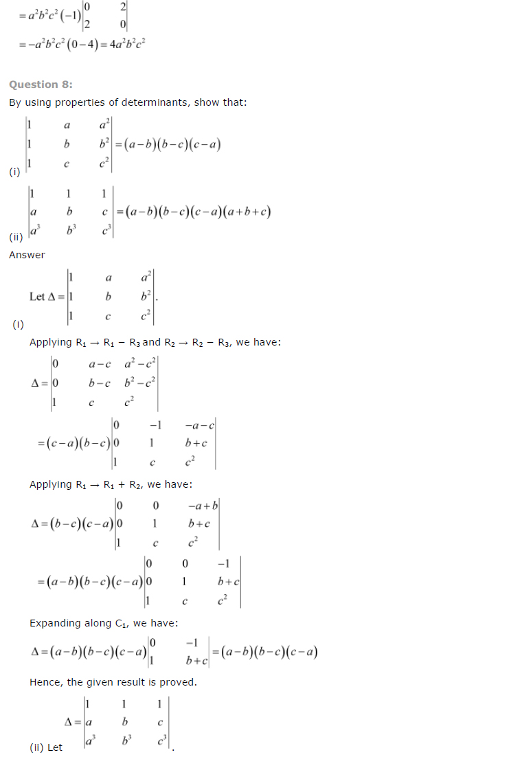 Class 12th Maths Chapter 4 Determinants