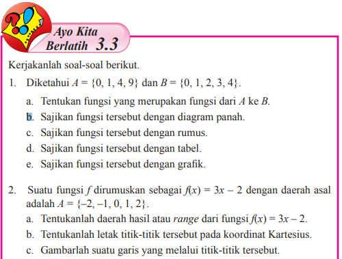Jawaban Ayo Kita Berlatih 3.3 Halaman 114 Matematika Kelas 8 (Relasi Dan Fungsi)
