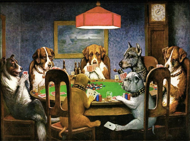 "Друг в беде" из серии "Собаки, играющие в покер",  Кассиус Маркеллус Кулидж, 1903 г.