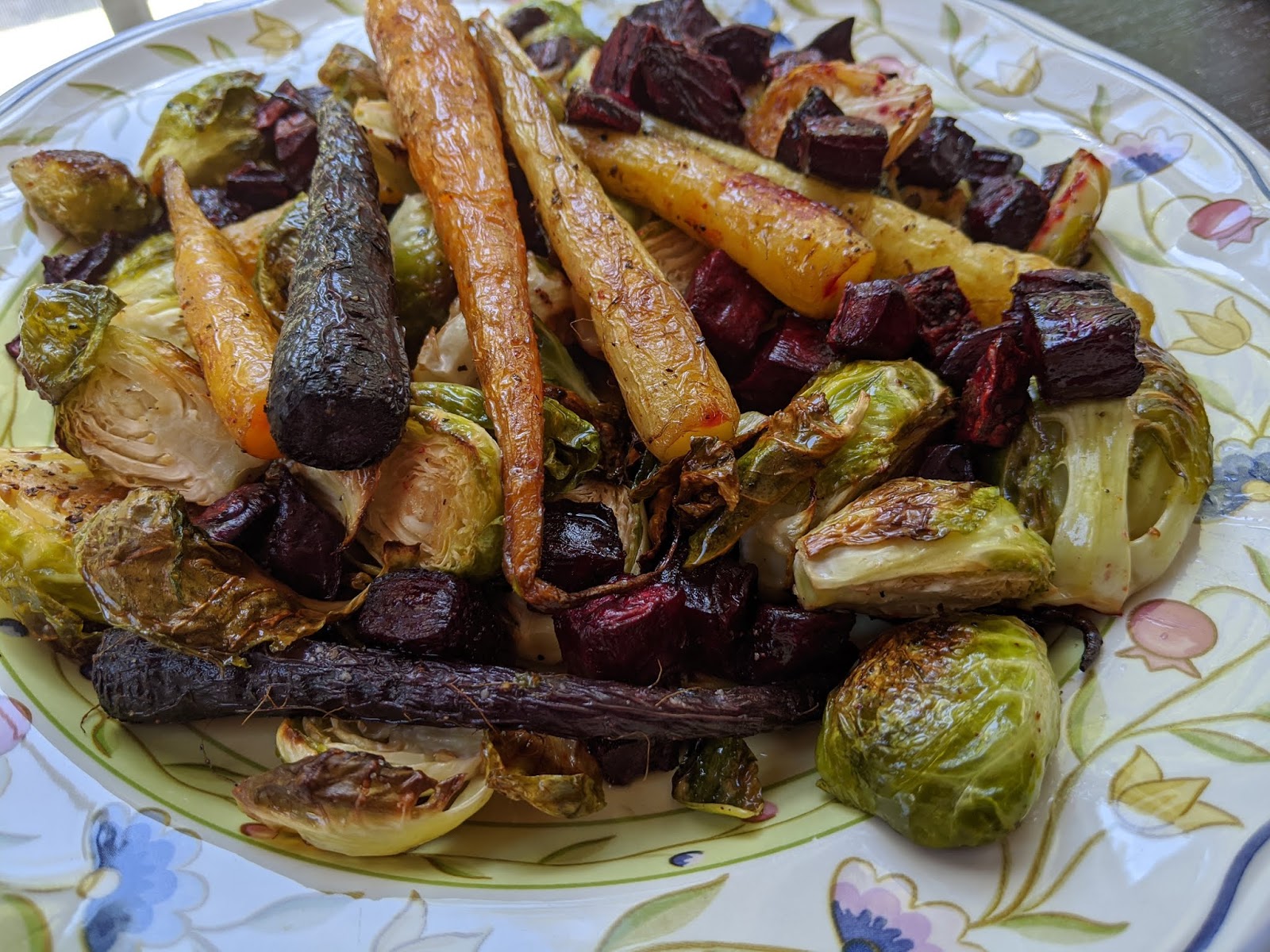 Roasted Beets, Carrots, and Brussels Sprouts