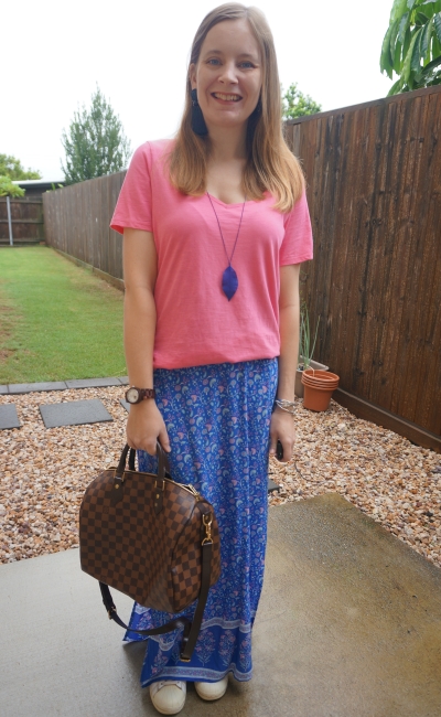 Away From Blue  Aussie Mum Style, Away From The Blue Jeans Rut: Louis  Vuitton Neverfull, Grey Tees and Printed Maxi Skirts: SAHM Style