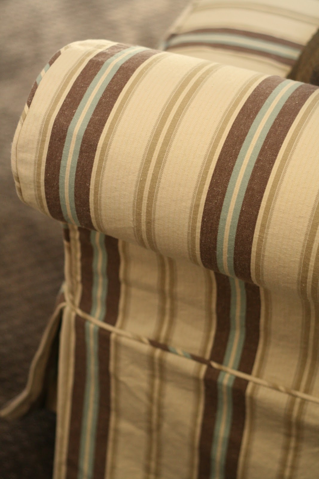 Custom Slipcovers by Shelley: Striped Oversized Chair