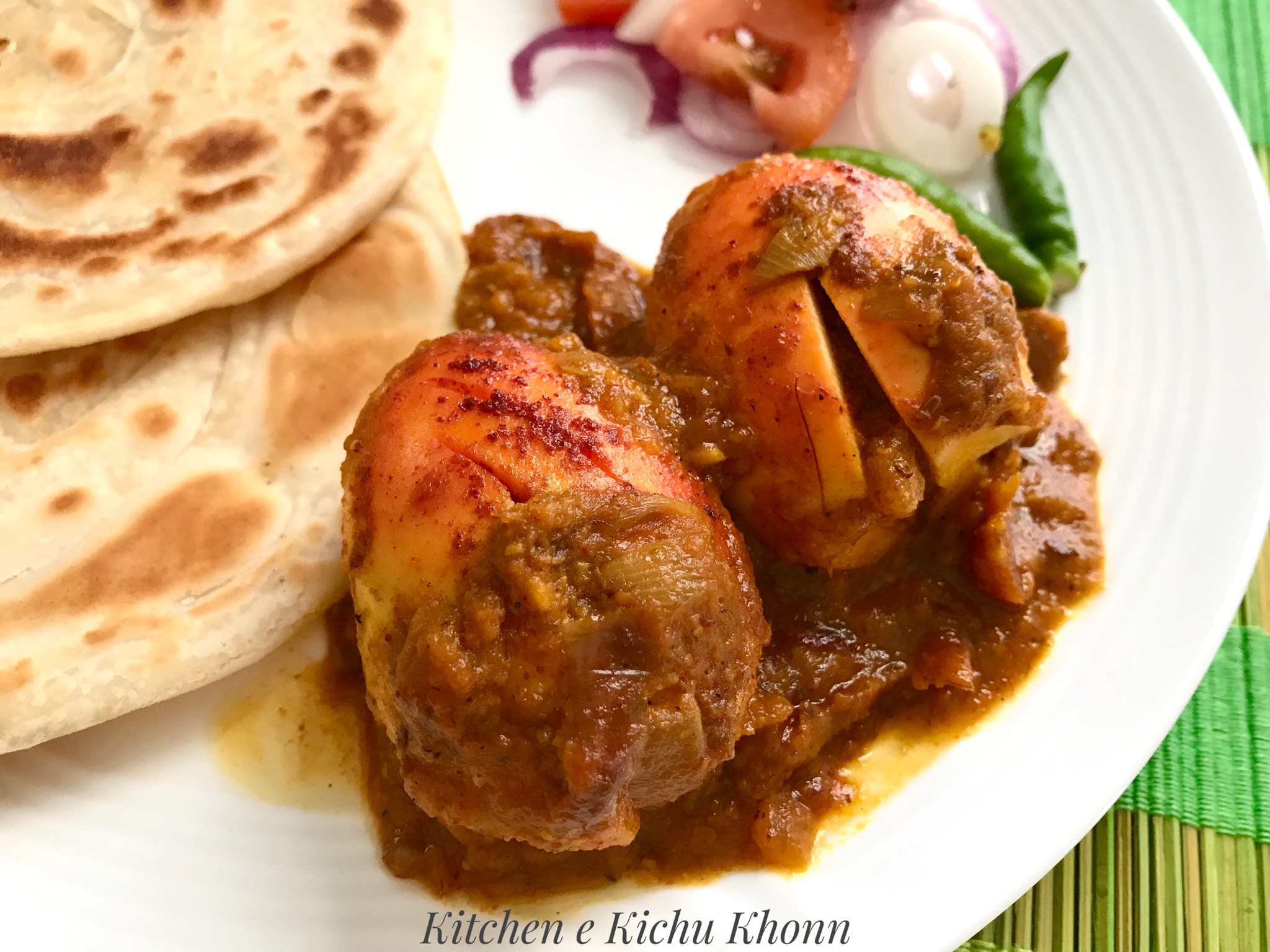 Kitchene Kichukhonn Laccha paratha and Egg curry with Punjabi dhaba like flavours