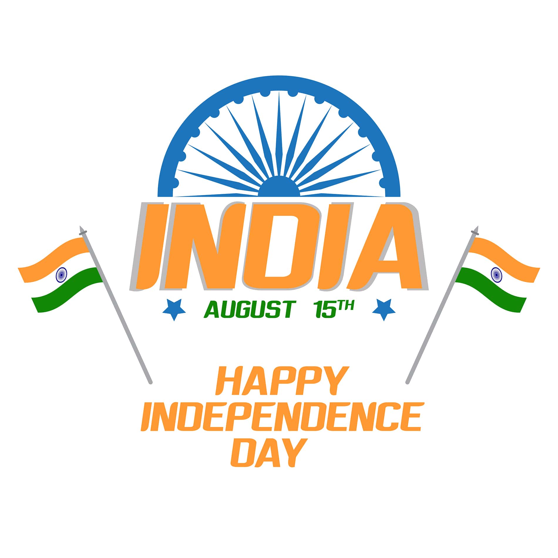 Indian Independence Day wishes vector graphic element for free download with flag and tri color