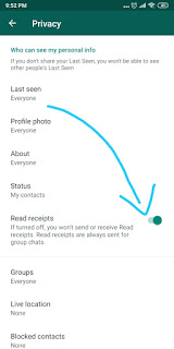 Menonaktifkan tanda terima pesan whatsapp