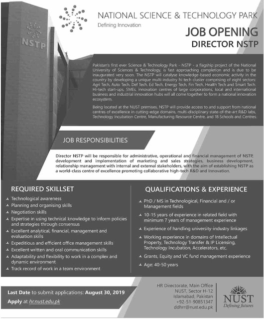National Science & Technology Park NSTP Director Jobs 2019
