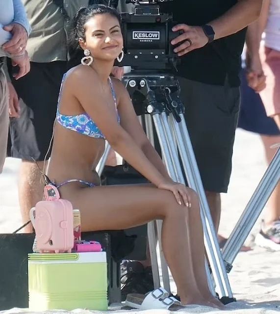 Camila Mendes in a floral thong bikini