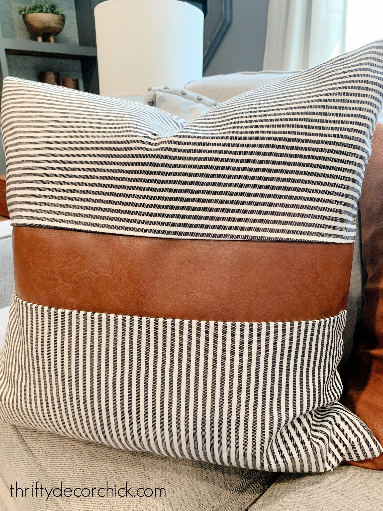 Leather Pillow Cover, 18x18 Pillow Covers, Leather Lumbar Pillow