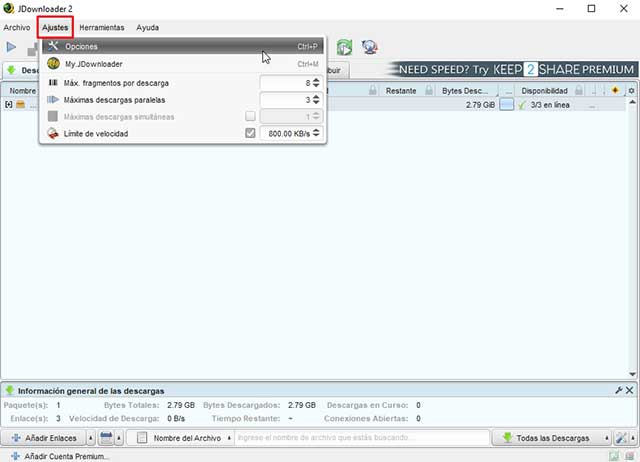 Descargar de mega sin limites Jdownloader 2