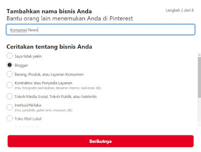 Buat akun bisnis pinterest