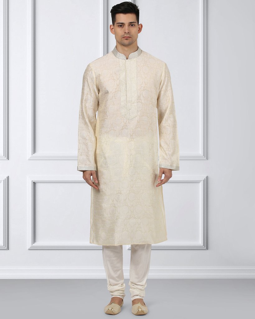 Ethnix Golden Regular Fit Kurta With Churidar