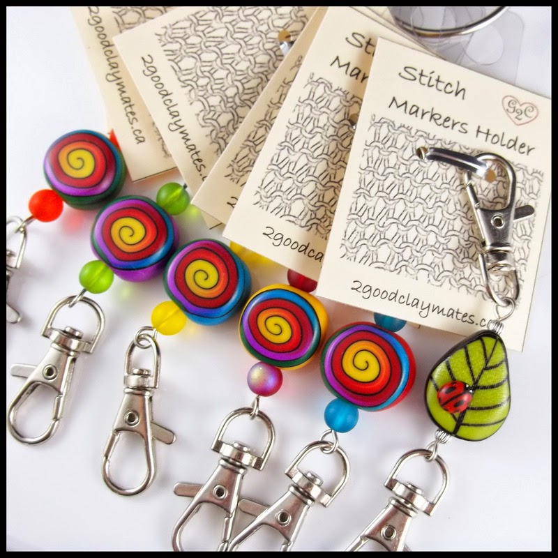 2 Good Claymates Stitch Markers and Stitch Marker Holders