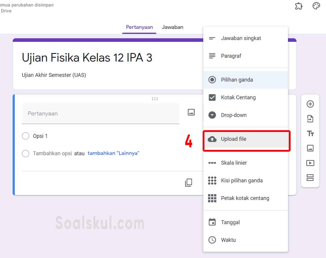 Cara Menambahkan Form Lampiran Upload File di Google Form - Soalskul