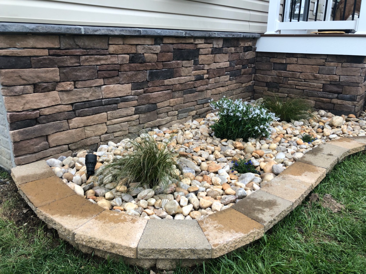 Custom Stoneworks & Design Inc. Paver Walkway, Veneer Stone on House, Walls & Decorative Gravel