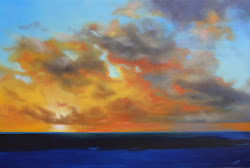 sunset oil tahiti painting romero terry paul sky cloud canvas orange 24x36