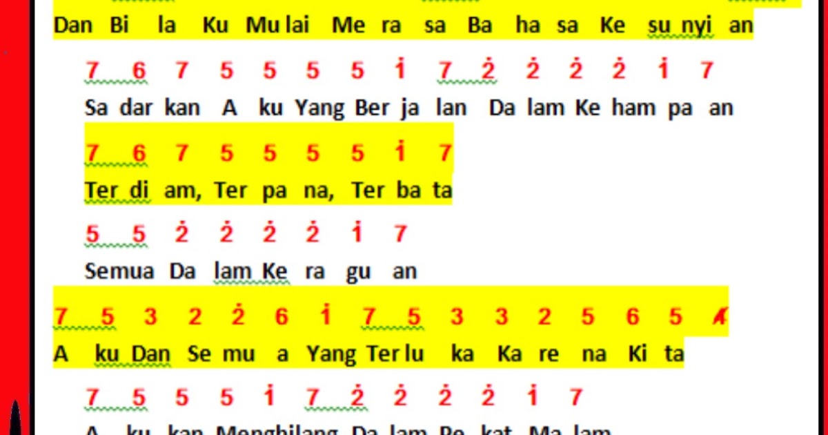 Not Angka Lagu Dekat Di Hati Dengan