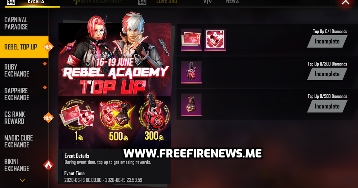 New Rebel Academy Top Up Event Arrived At Free Fire Get Gloo