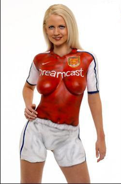 Sexy football body painting for hot women