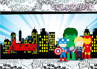 Los Vengadores Chibi: Etiquetas para Candy Buffet para Imprimir Gratis. Imprimible carátula de libro para colorear de Los Vengadores Chibi.
