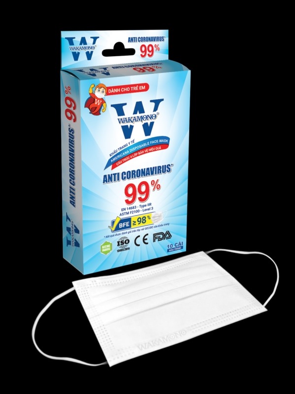Combo 3 Hộp Khẩu Trang Y Tế Trẻ Em Wakamono Diệt Virus Corona 99% 8 KHUTRANGTREM 1