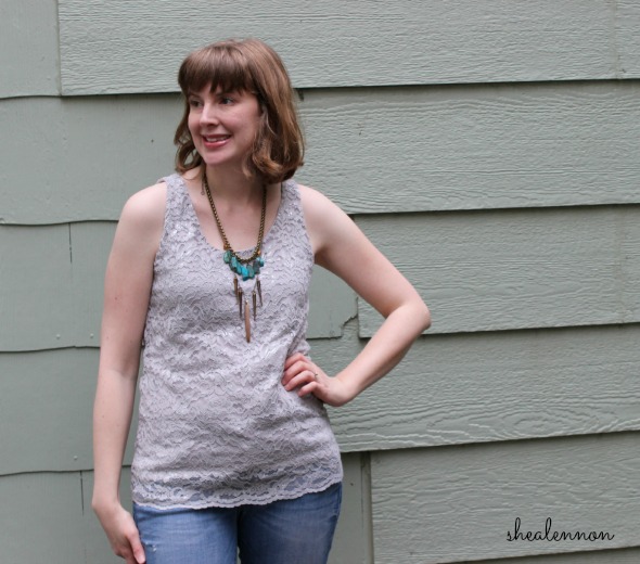 lace top with layered necklaces | www.shealennon.com